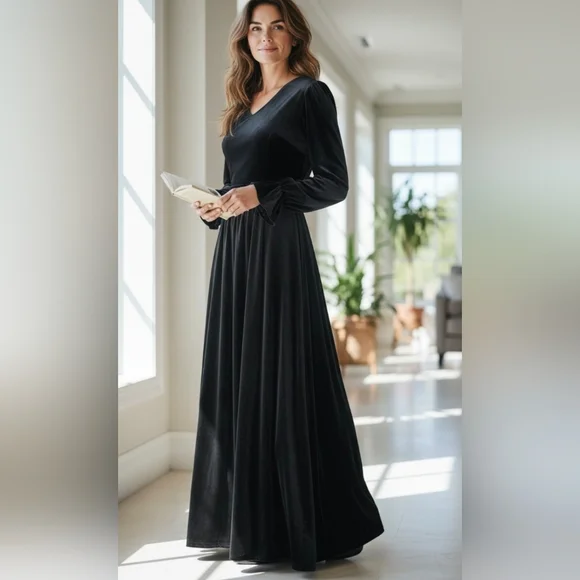 Elegant Black Maxi Dress.Size 10 - Picture 1 of 5